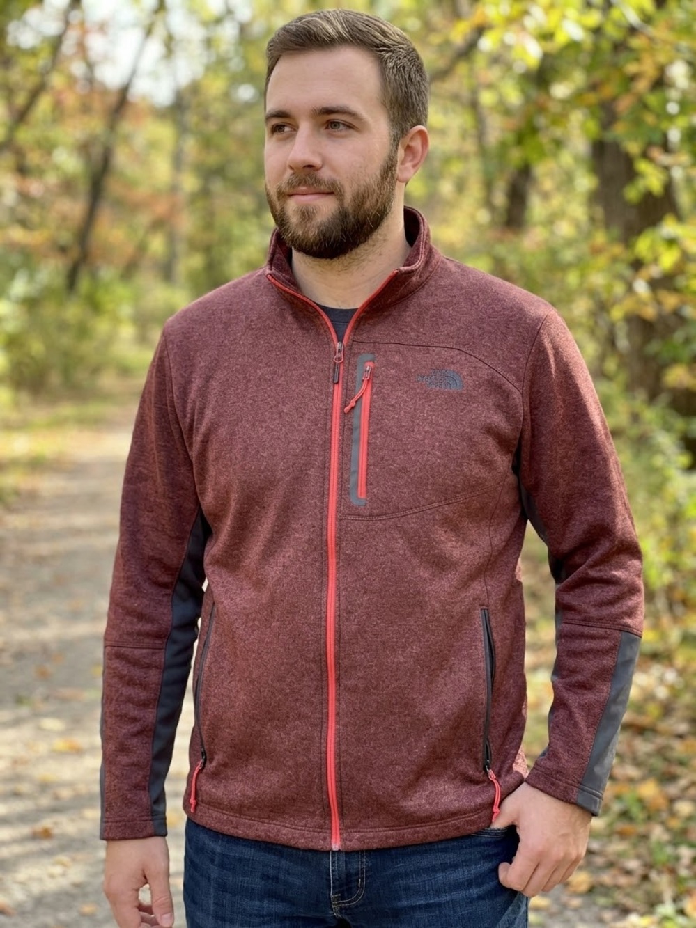 The North Face Men's Maroon Full-Zip Jacket Sz XL